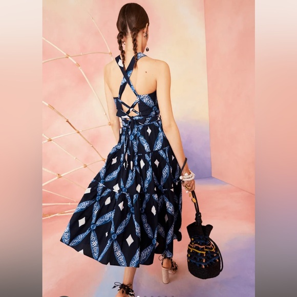 Ulla Johnson Jiya Blue Quilted Midi Dress - Picture 5 of 12